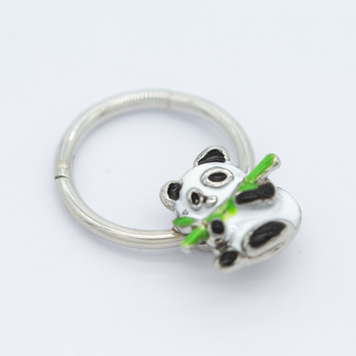 Sevimli Panda Burun Piercing Mücevherat 316 Paslanmaz Çelik 16 Ölçer Septum Yüzük 10mm