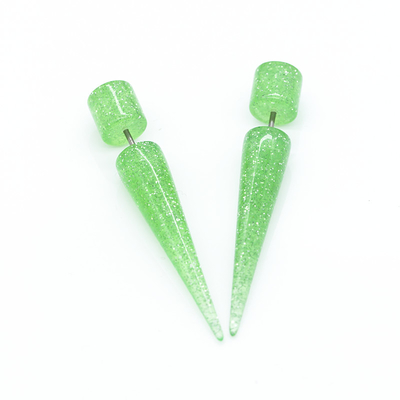 18G 6mm Yeşil Spiral Kulak Konikleri Glitter Akrilik Konikler Germe için