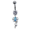 Mavi Opal Mücevher Vücut Piercing Takı 14ga 316 Paslanmaz Çelik Anahtar Şekli