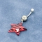 Beş Yıldızlı Vücut Piercingleri Etrafında Kırmızı Mücevherat Cerrahi Çelik 24mm