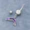 Çift Zirkon Vücut Piercingleri Mücevherat Gümüş Yunus Vücut Takı 6mm