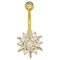 Altın Vücut Piercingleri Mücevherat Çiçek Dangle Belly Button Piercing 12mm
