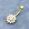 Altın Vücut Piercingleri Mücevherat Çiçek Dangle Belly Button Piercing 12mm