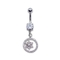 Gümüş Halter Göbek Piercing Takı 10mm Zirkonlar Çiçek Dangle cerrahi çelik