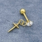 Clear Cz Gems Altın Kulak Saplamaları Helix Piercing Küpeler 16G Çapraz Dangle ile