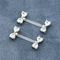 Şeffaf Akrilik Bar Gümüş Nipel Piercing Takı Kalp Zirkon 14G 1.6mm