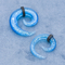 Akrilik Malzeme Kulak Tıkaçları Tünelleri Spiral Deri Halkalı Parlak Mavi Renk